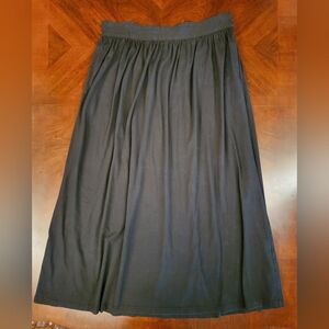 2X 22W eshakti Black High Waisted Extra Long Knit Skirt with Pockets